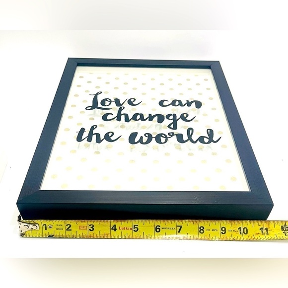Kindness Wall Decor 13.75x11” Black Frame Gold Polka Dots Shadow Love Sign - Picture 5 of 5